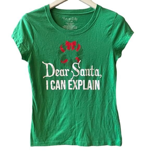 Wound Up DEAR SANTA,  I CAN EXPLAIN Ugly Christmas Tee Shirt Size Large NWOT - Picture 1 of 3